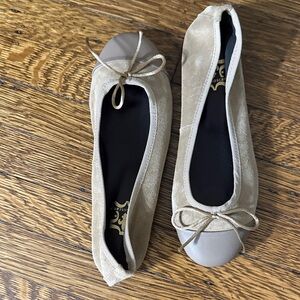 Repetto Beige and Gray Suede Ballet Flats